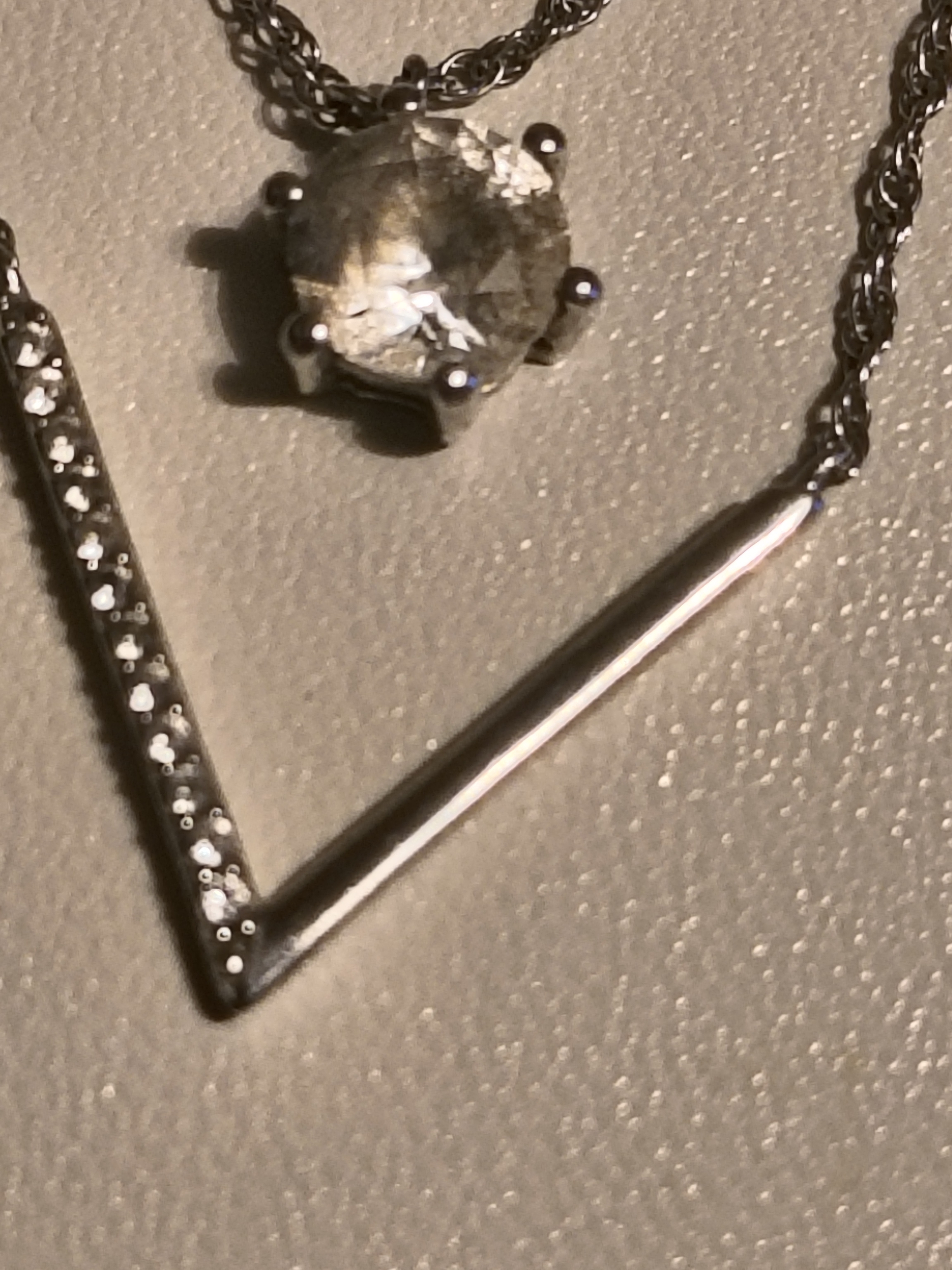 Vintage Sterling Silver And Clear Sapphire Layered Pendant Necklace